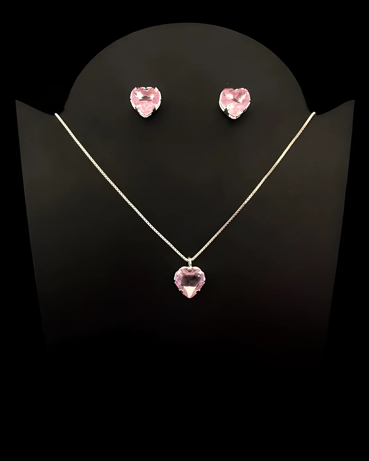 Conjunto coração zircônia prata