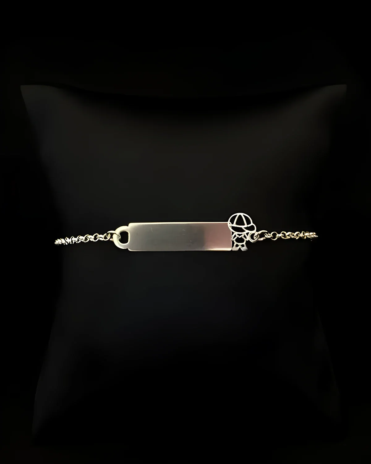 Pulseira chapinha menino vazado prata