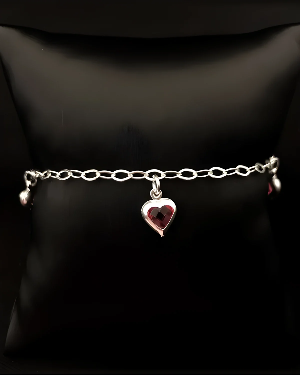 Pulseira elos com 4 corações pendente prata