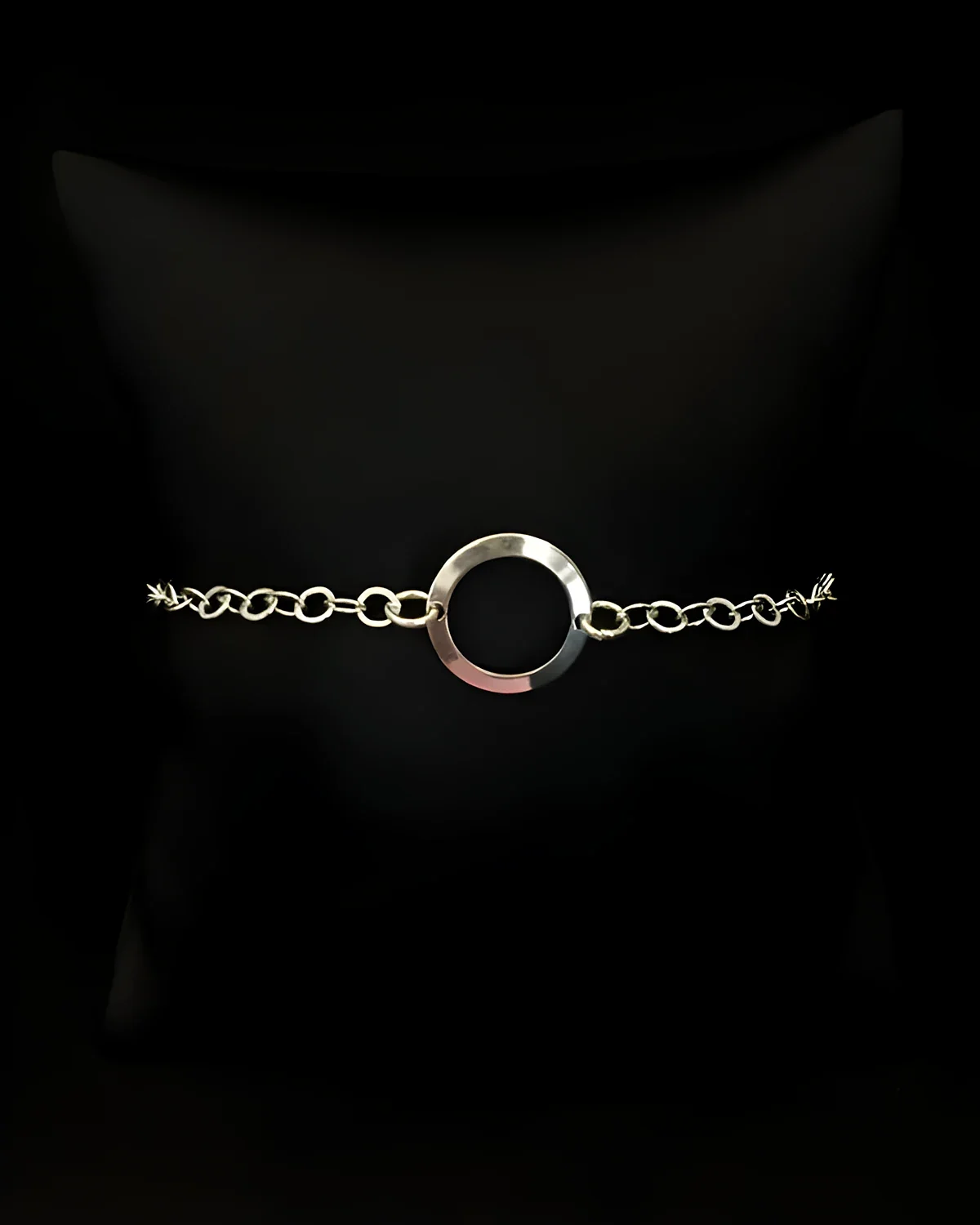 Pulseira elos com 1 argola vazado prata