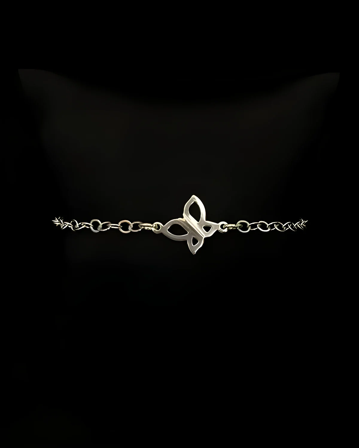 Pulseira elos com 1 borboleta prata
