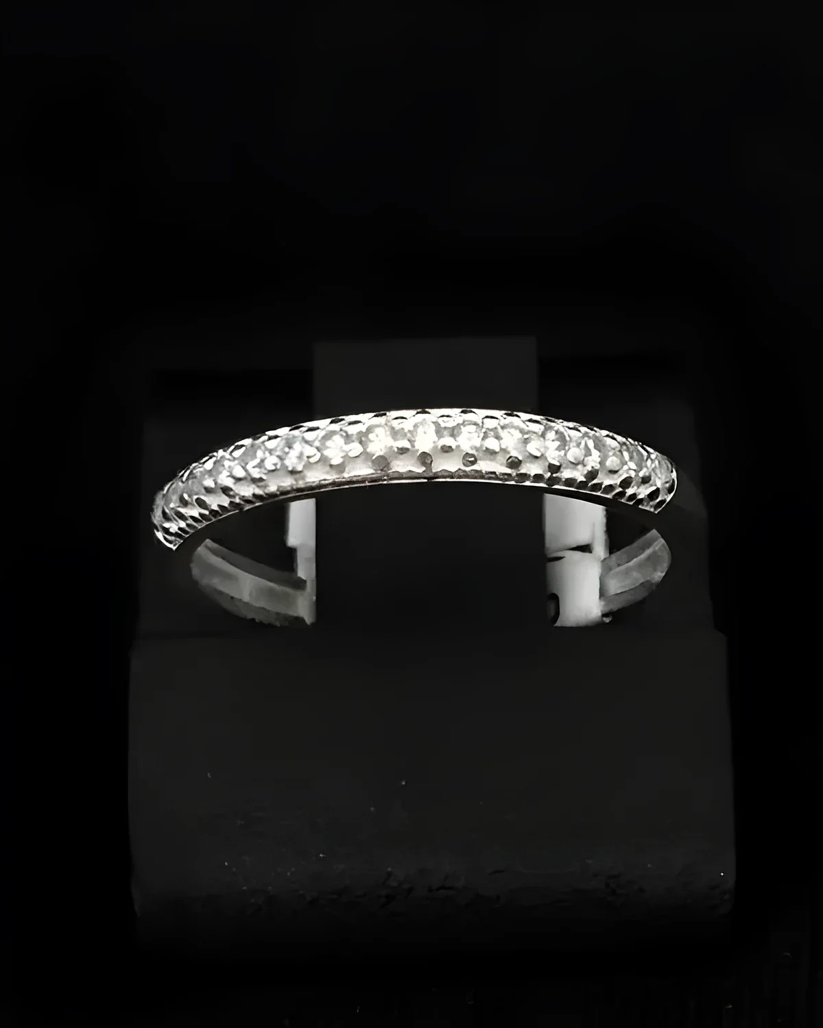 Anel aparador zircônia pave fino prata