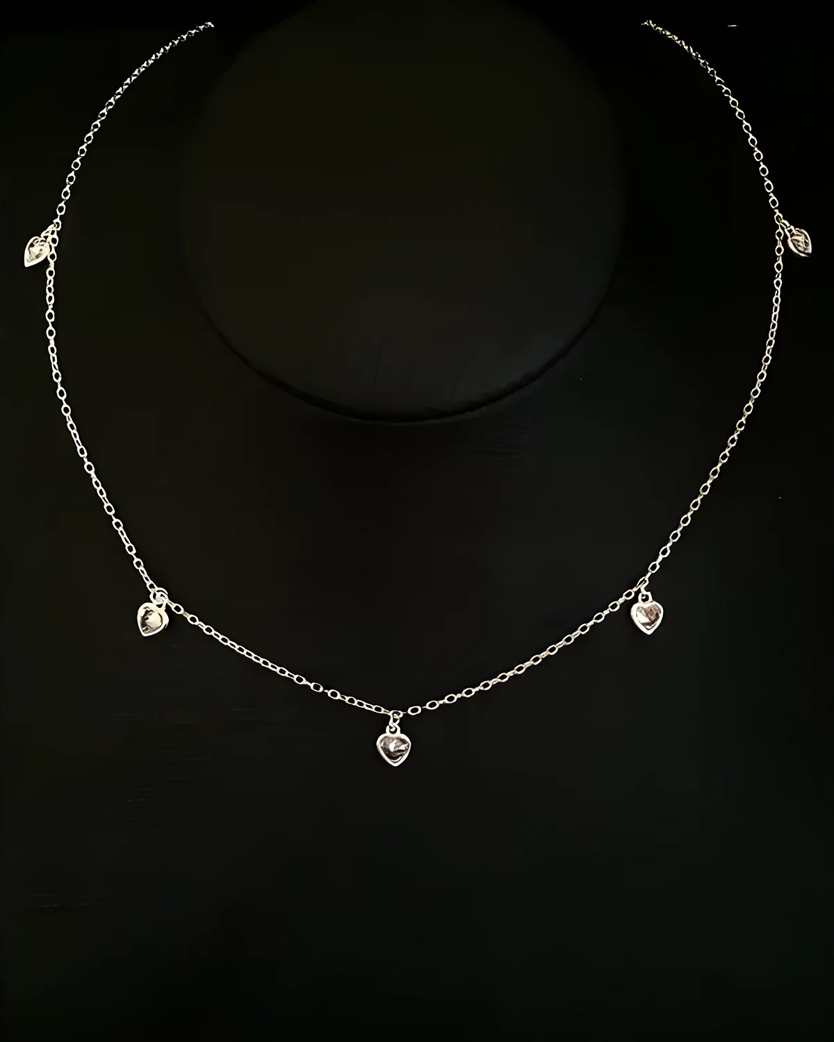 Gargantilha chocker coração zircônia pendente prata