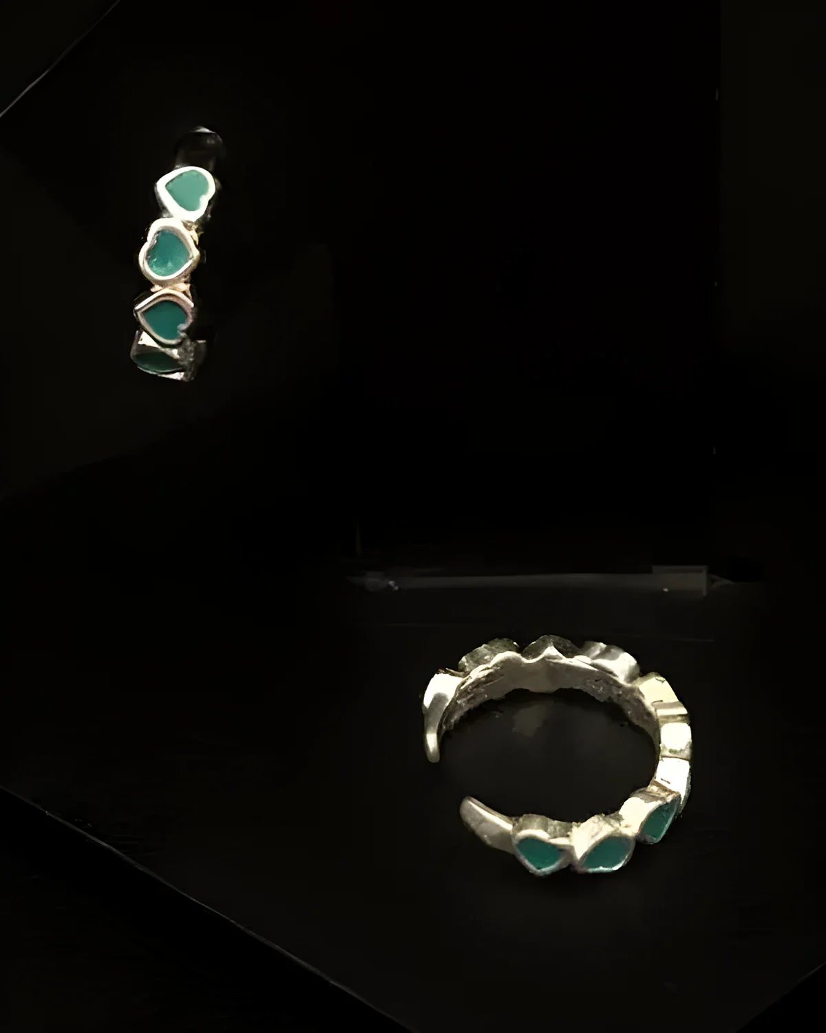 Piercing falso corações resinados prata