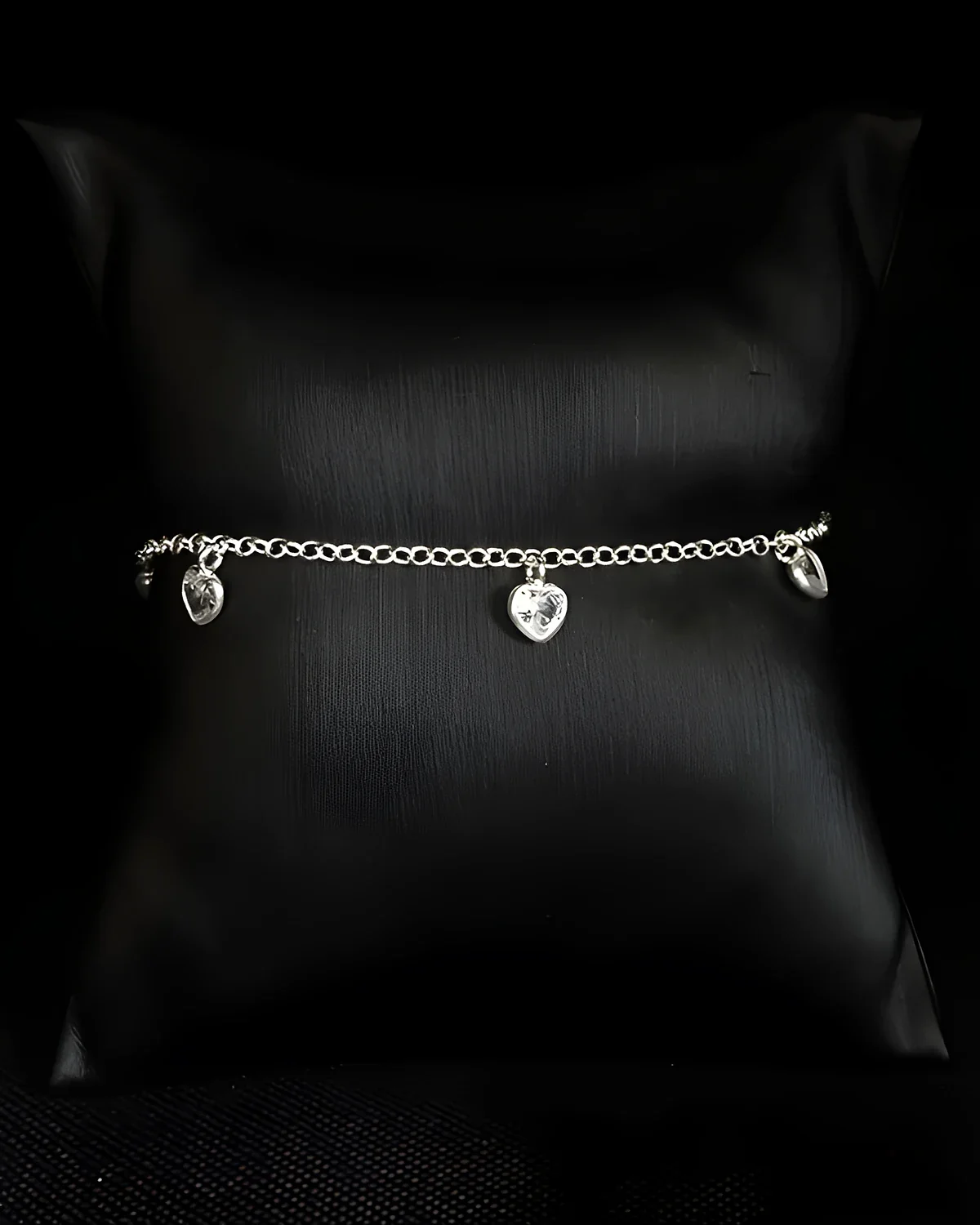 Pulseira infantil com zircônia coração prata