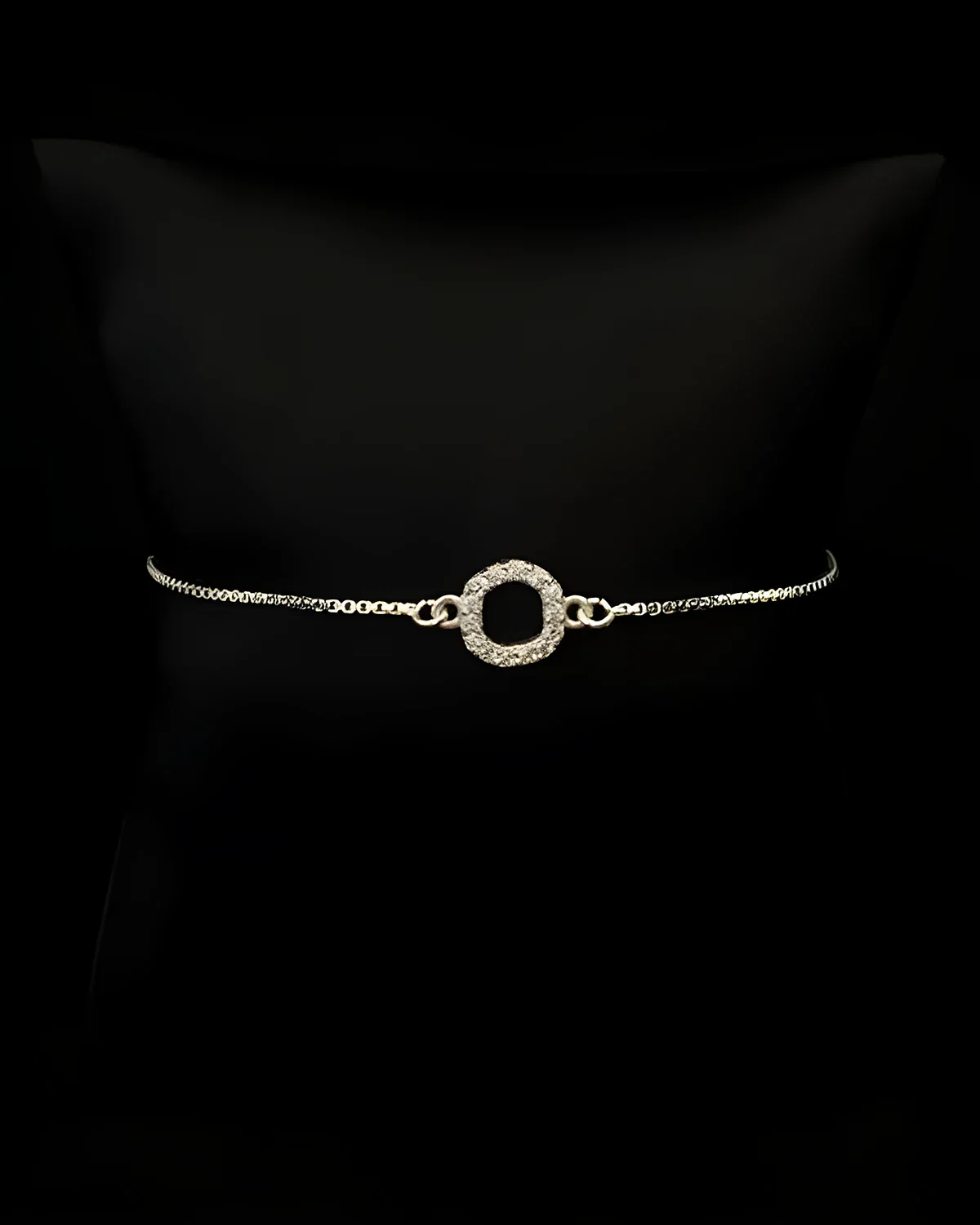 Pulseira redondo cravejado prata