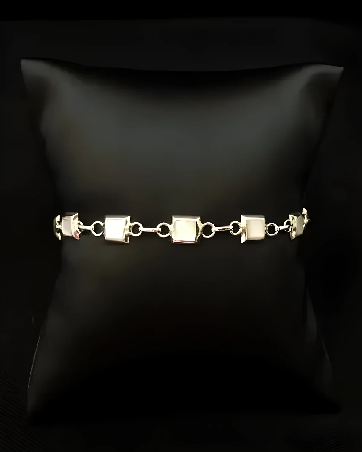 Pulseira madrepérola quadrados prata