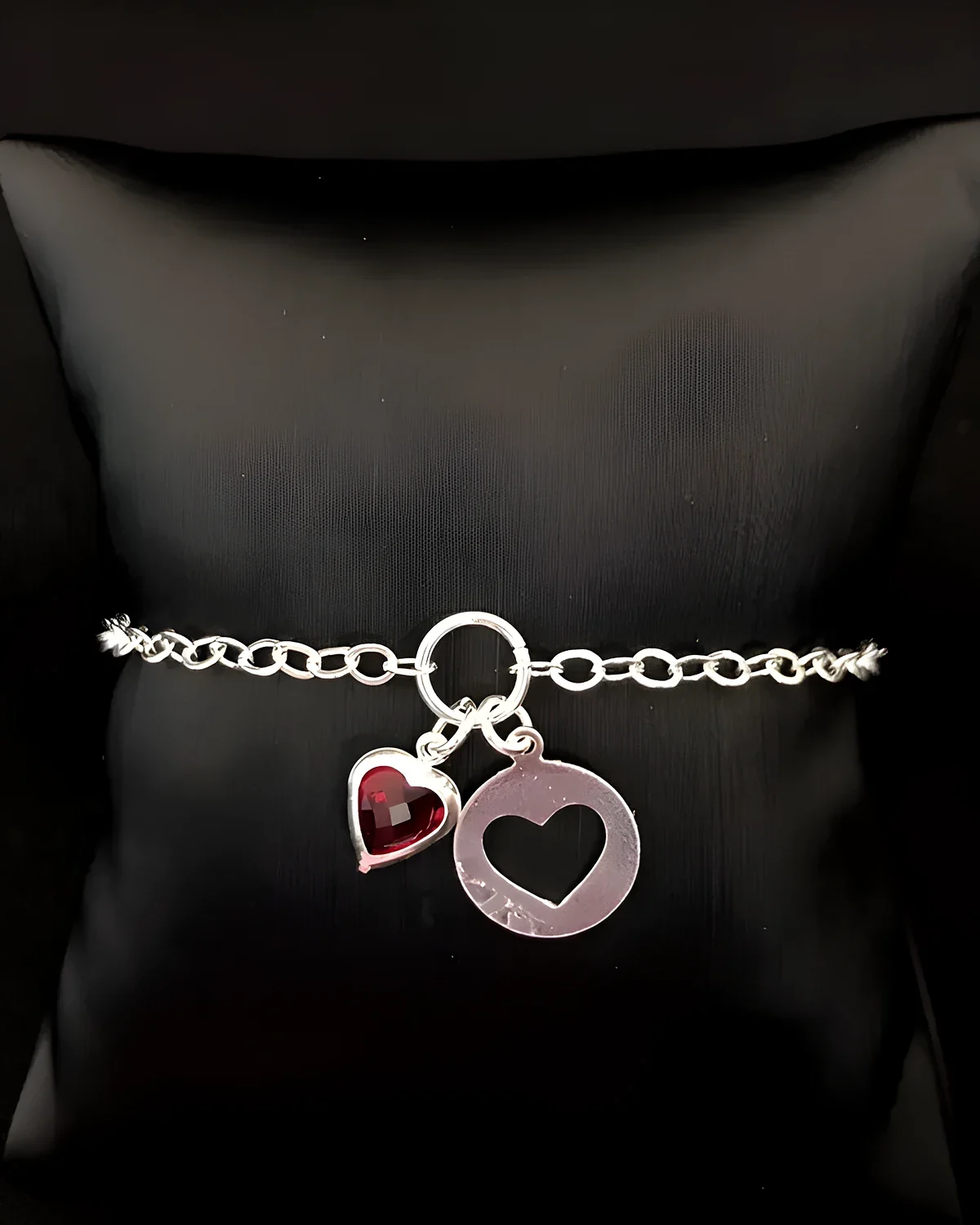 Pulseira elos com medalha coração zircônia pendente