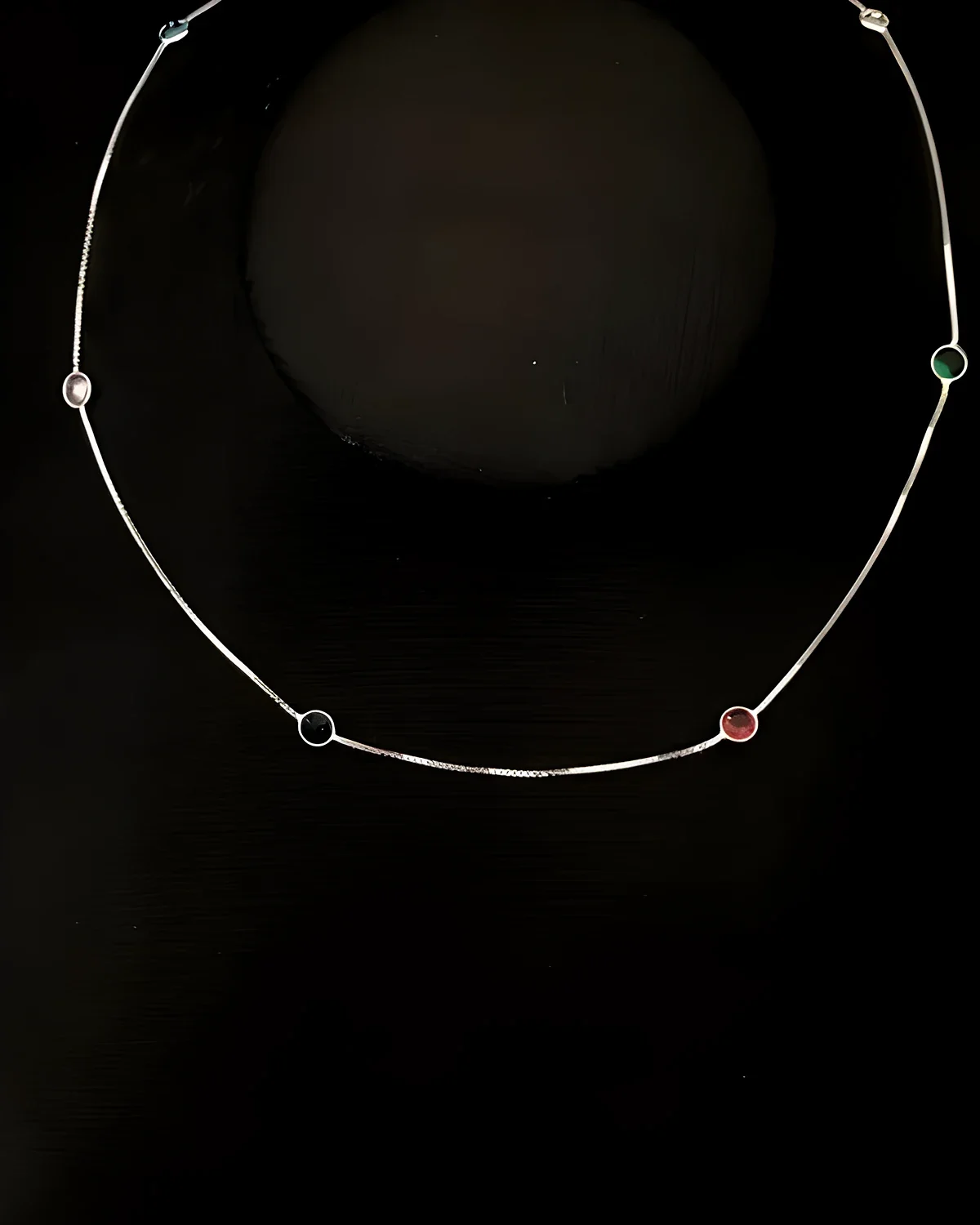Gargantilha chocker zircônia color veneziana prata
