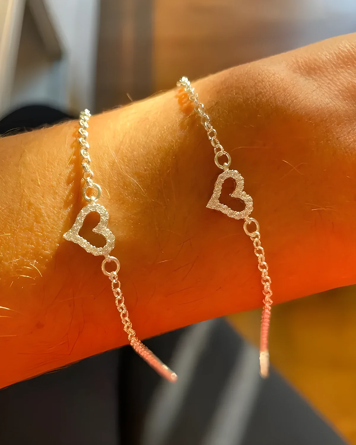 Pulseira coração cravejado elo Português
